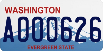 WA license plate AOO0626