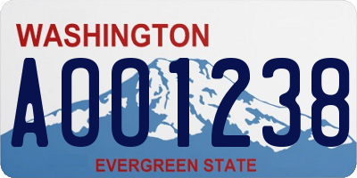 WA license plate AOO1238
