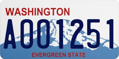 WA license plate AOO1251