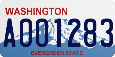 WA license plate AOO1283
