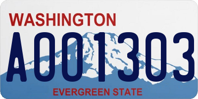 WA license plate AOO1303