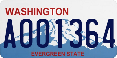 WA license plate AOO1364