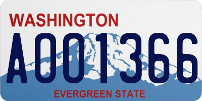 WA license plate AOO1366