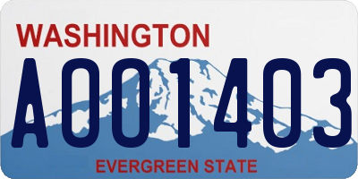 WA license plate AOO1403