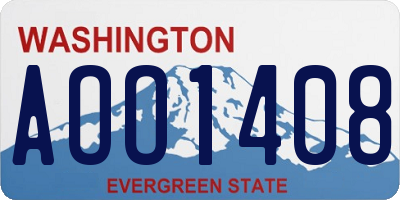 WA license plate AOO1408