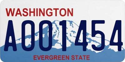 WA license plate AOO1454
