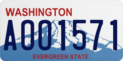 WA license plate AOO1571