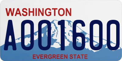 WA license plate AOO1600