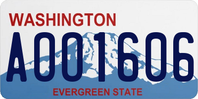 WA license plate AOO1606