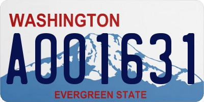 WA license plate AOO1631