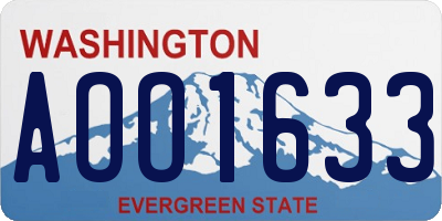 WA license plate AOO1633