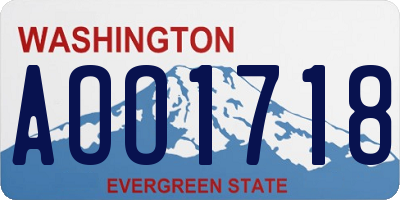 WA license plate AOO1718