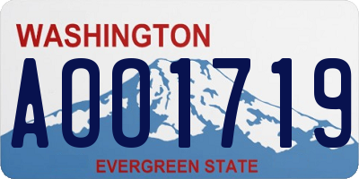 WA license plate AOO1719