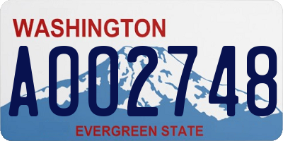WA license plate AOO2748