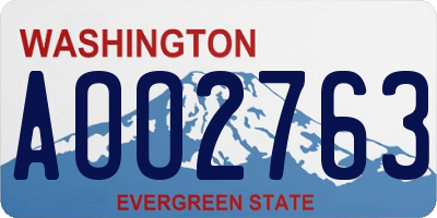 WA license plate AOO2763