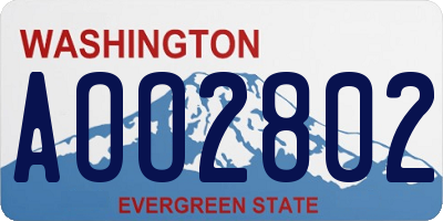 WA license plate AOO2802