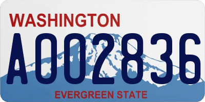 WA license plate AOO2836