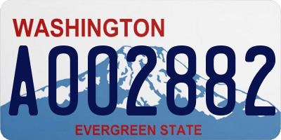 WA license plate AOO2882