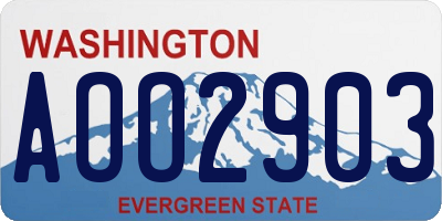 WA license plate AOO2903