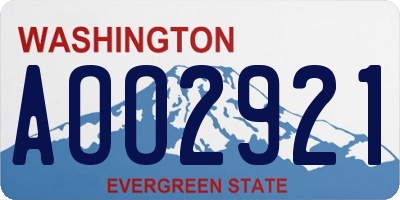 WA license plate AOO2921