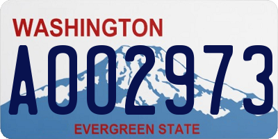 WA license plate AOO2973