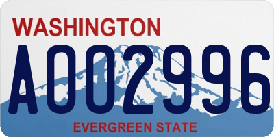 WA license plate AOO2996