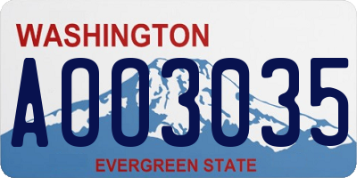 WA license plate AOO3035