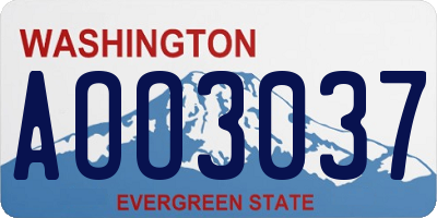 WA license plate AOO3037