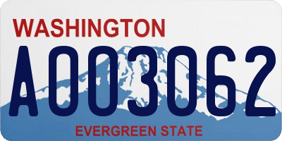 WA license plate AOO3062