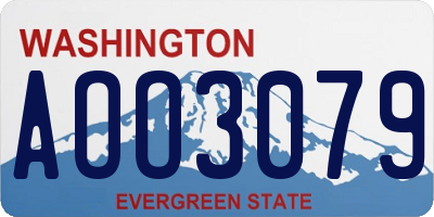 WA license plate AOO3079