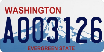 WA license plate AOO3126