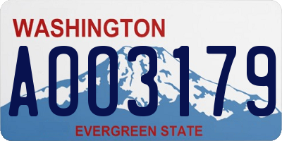 WA license plate AOO3179