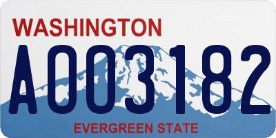 WA license plate AOO3182
