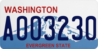 WA license plate AOO3230