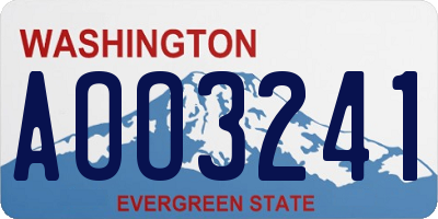 WA license plate AOO3241
