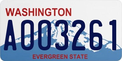 WA license plate AOO3261