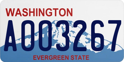 WA license plate AOO3267