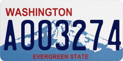 WA license plate AOO3274