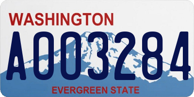 WA license plate AOO3284