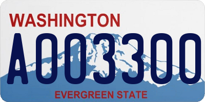 WA license plate AOO3300