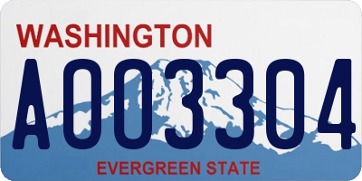 WA license plate AOO3304