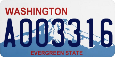 WA license plate AOO3316