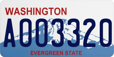 WA license plate AOO3320