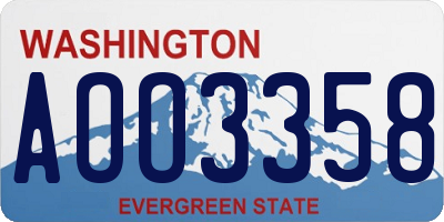 WA license plate AOO3358