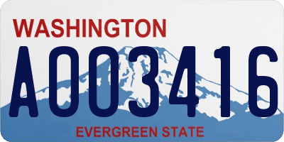 WA license plate AOO3416