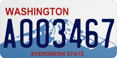 WA license plate AOO3467