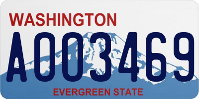 WA license plate AOO3469