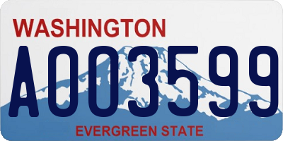 WA license plate AOO3599