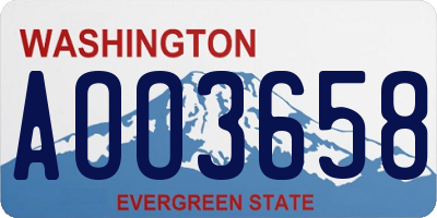 WA license plate AOO3658