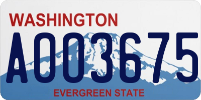 WA license plate AOO3675